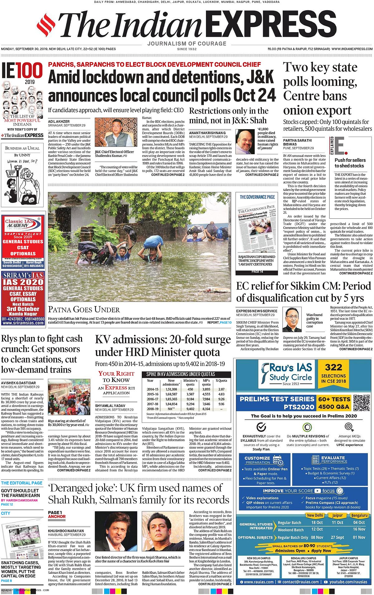 Front Pages This Morning - September 30, 2019