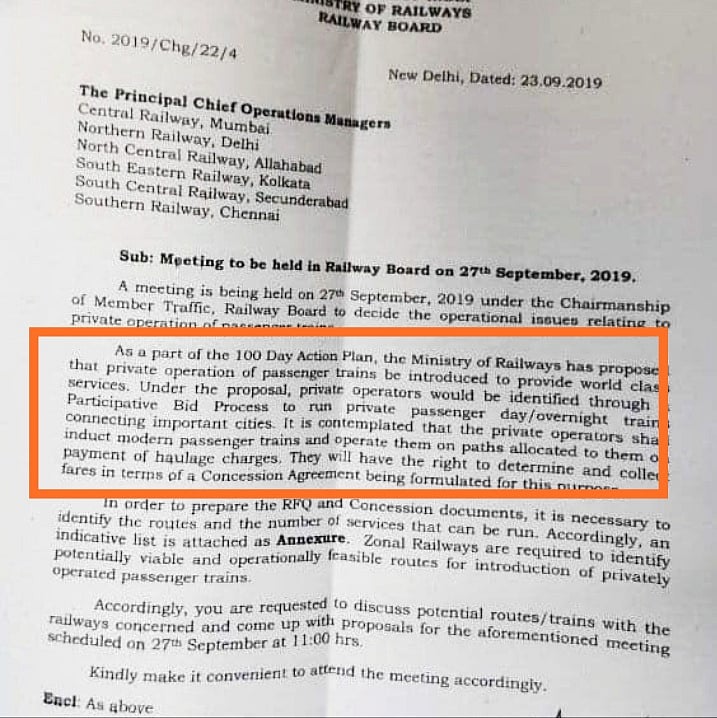 Modi government set to privatise 50 railway routes; private players will have right to determine fare 