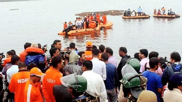 Search and rescue operations are on in the Godavari river to find the survivors of the boat mishap on Sunday (IANS photo).