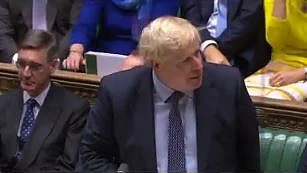 PM Boris Johnson addressing British Parliament during debate on Brexit deal on Saturday.