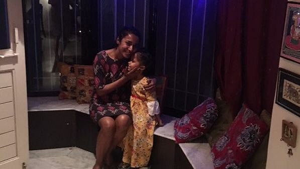 Actress Tannishtha Chatterjee with her daughter