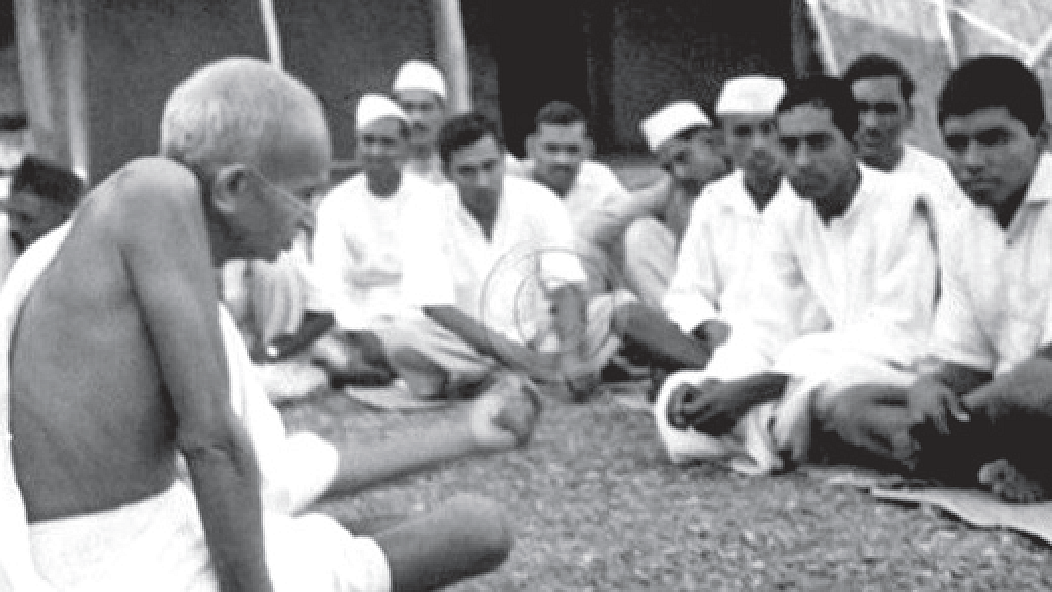 Gandhi with people from Harijan community