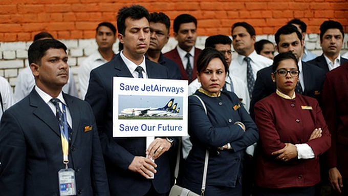 Protesting employees of Jet Airways (File photo: Twitter)