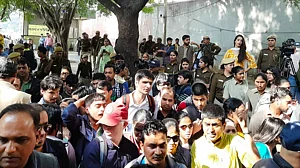 Blind JNU students manhandled by police protest outside PHQ