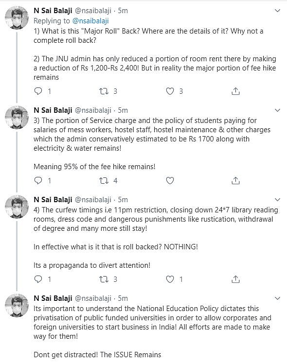 HRD Ministry announces partial fee hike rollback in JNU, students to continue protest as demand not met