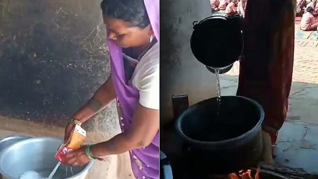 Midday meal in Sonbhadra school: 81 Children, 1 litre Milk, 1 bucket of Water!