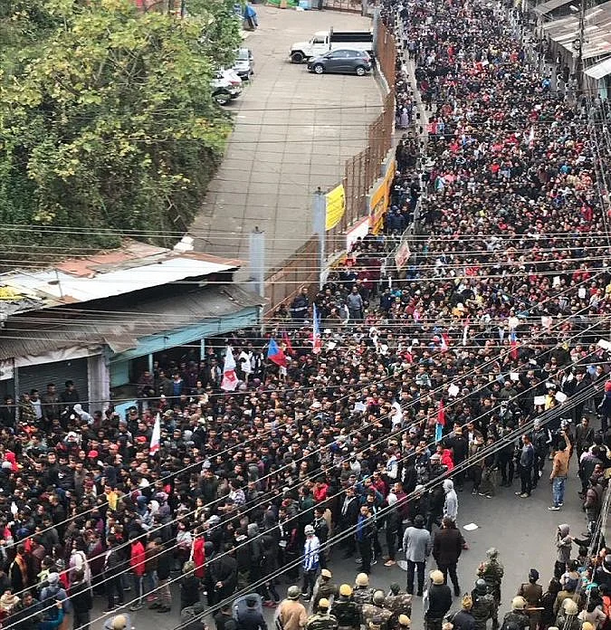 Protests over amended Citizenship act in Shillong (Twitter) 