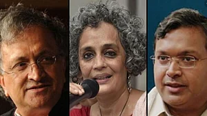 Ramachandra Guha, Arundhati Roy and Devdutt Pattanaik. (Photo: The Quint)