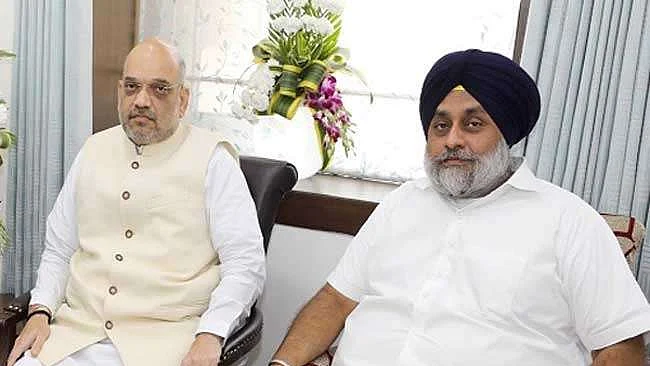 Amit Shah and SAD leader Sukhbir Badal (file photo-social media)