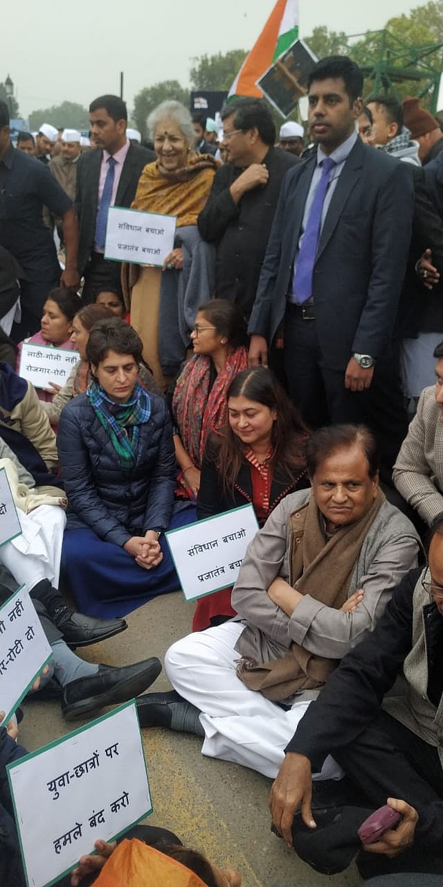 Citizenship Act Protests LIVE: Priyanka Gandhi stages protest against police violence in Jamia at India Gate