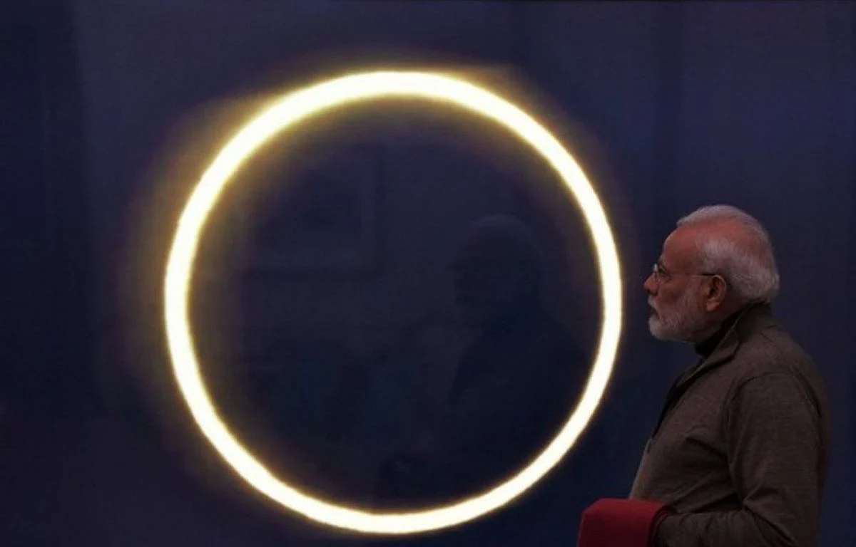 Prime Minister Modi catches glimpse of solar eclipse through live stream