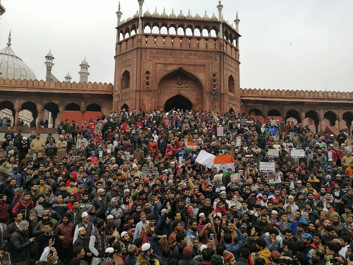 Thousands gathered at Delhi’s Jama Masjid and held a protest against the CAA and police action against university students.