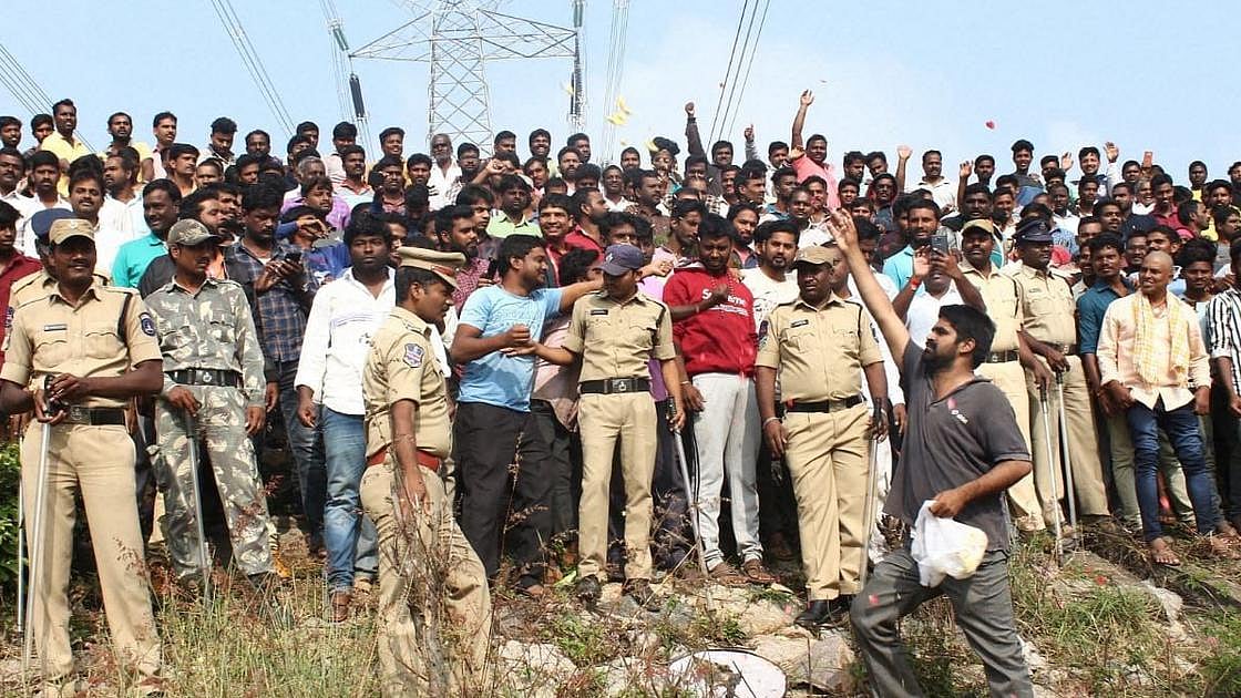 People gathered at the site of encounter