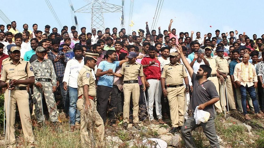 People gathered at the site of encounter
