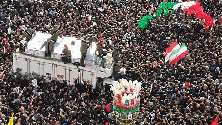 Massive crowd gathered in Tehran to mourn the slain General Soleimani