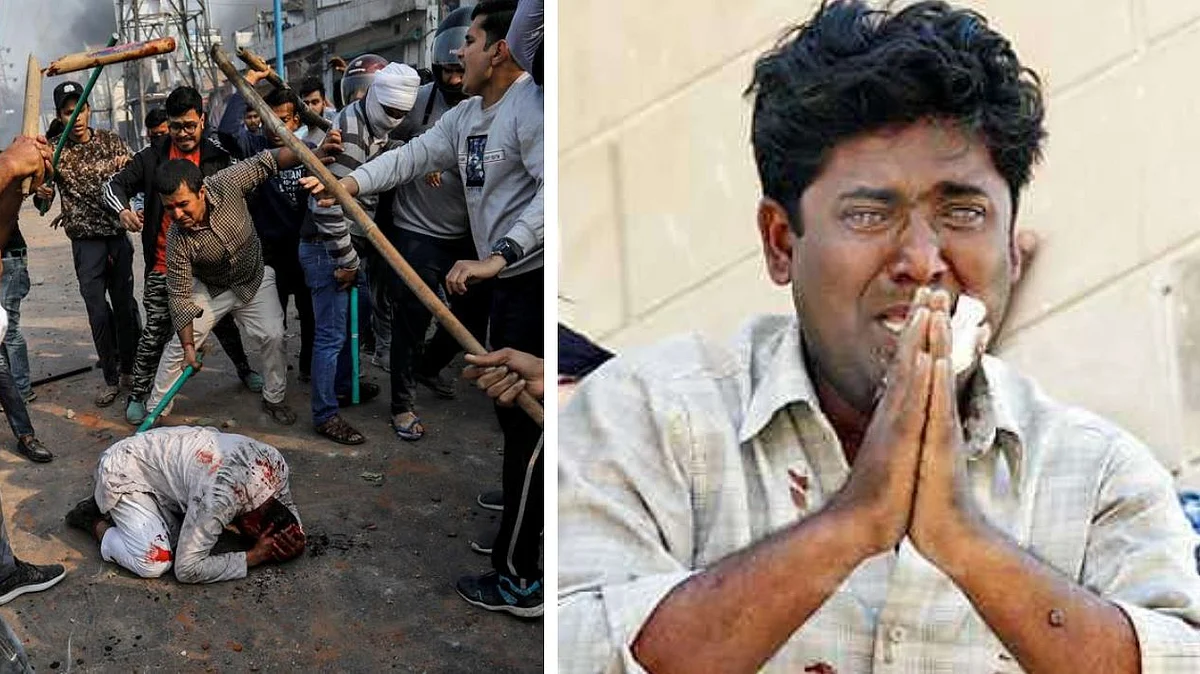 (Left) Delhi violence; (Right) Gujarat riots