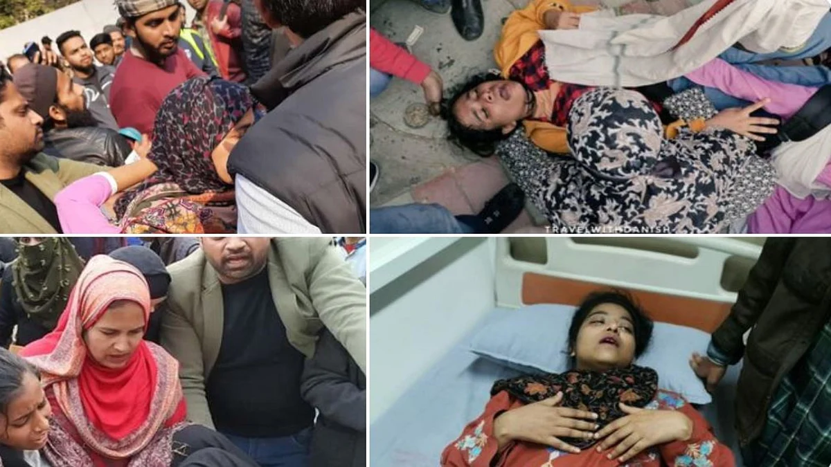 Girls are beaten up brutally by Delhi police (Photo courtesy- social media)