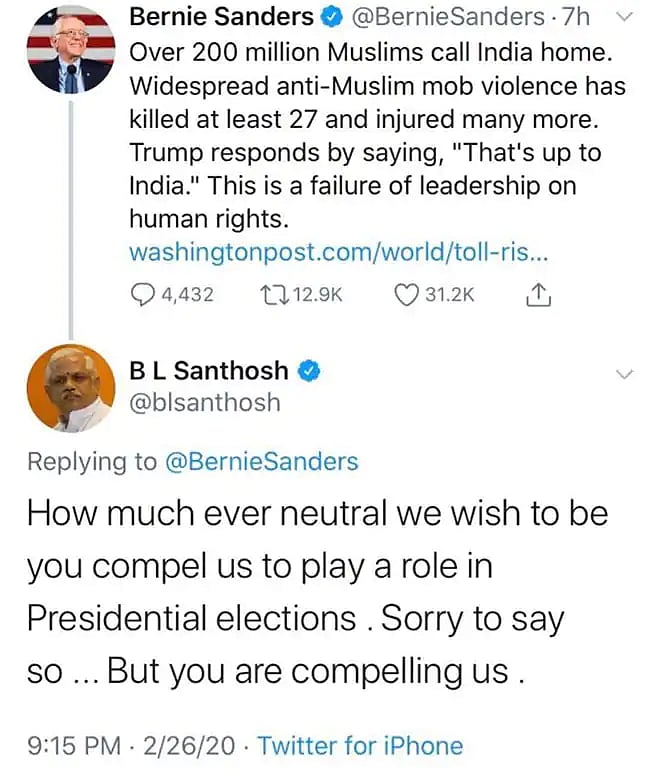 BJP organising secretary threatens to interfere in US election, then deletes tweet