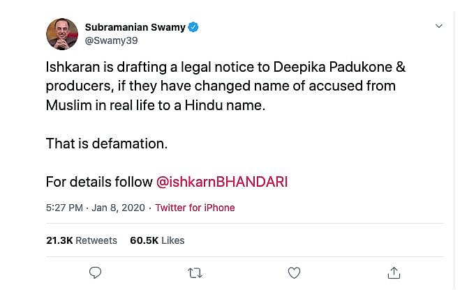 How Twitterati followed by PM Modi spread misinformation about Deepika Padukone’s ‘Chhapaak’  