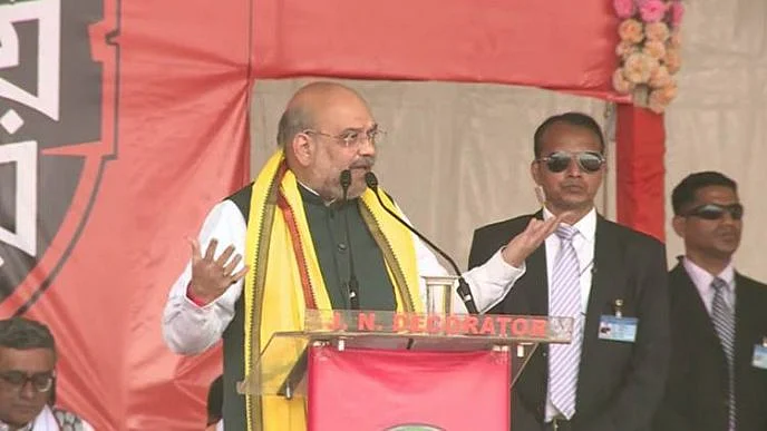 Amit Shah addresses rally at Kolkata’s Shahid Minar grounds on Sunday (Photo courtesy- social media)