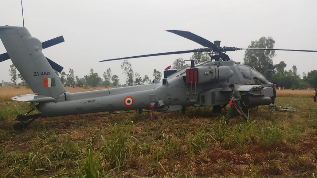 Apache Combat helicopter makes emergency landing in fields in Hoshiarpur district of Punjab