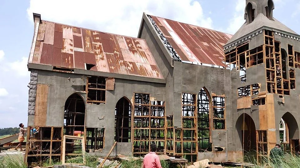 The damaged set of the film