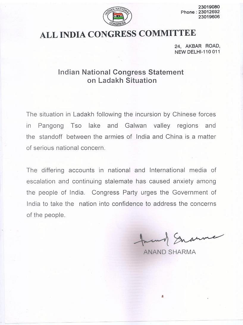 Govt must address people’s concerns on border standoff with China: Congress