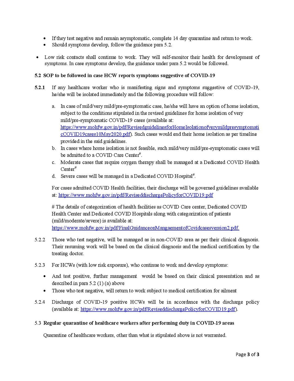 Union Health Ministry ends mandatory COVID-19 testing,14-day quarantine of all health workers     