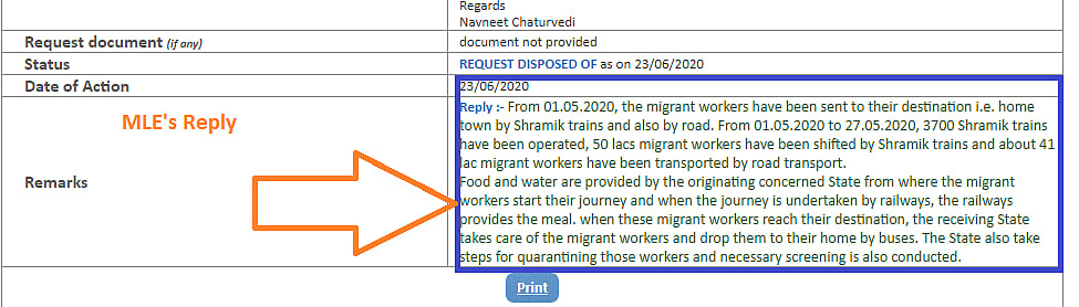 Labour Ministry reply to the RTI filed by Navneet Chaturvedi