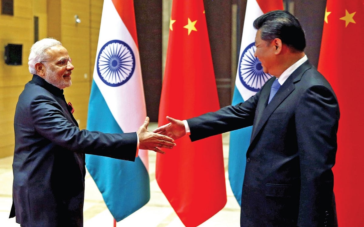<b>Xian, China, Ma y 14, 2015: </b>Prime Minister Narendra Modi and Chinese President Xi Jinping attend a meeting on May 14, 2015 in Xian, Shaanxi province, China