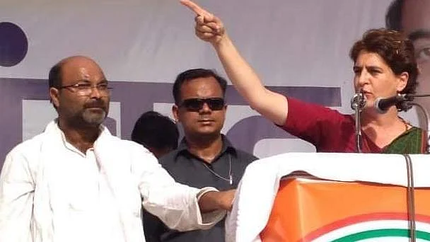 Congress general secretary Priyanka Gandhi with UPCC president Ajay Kumar Lallu (File photo)