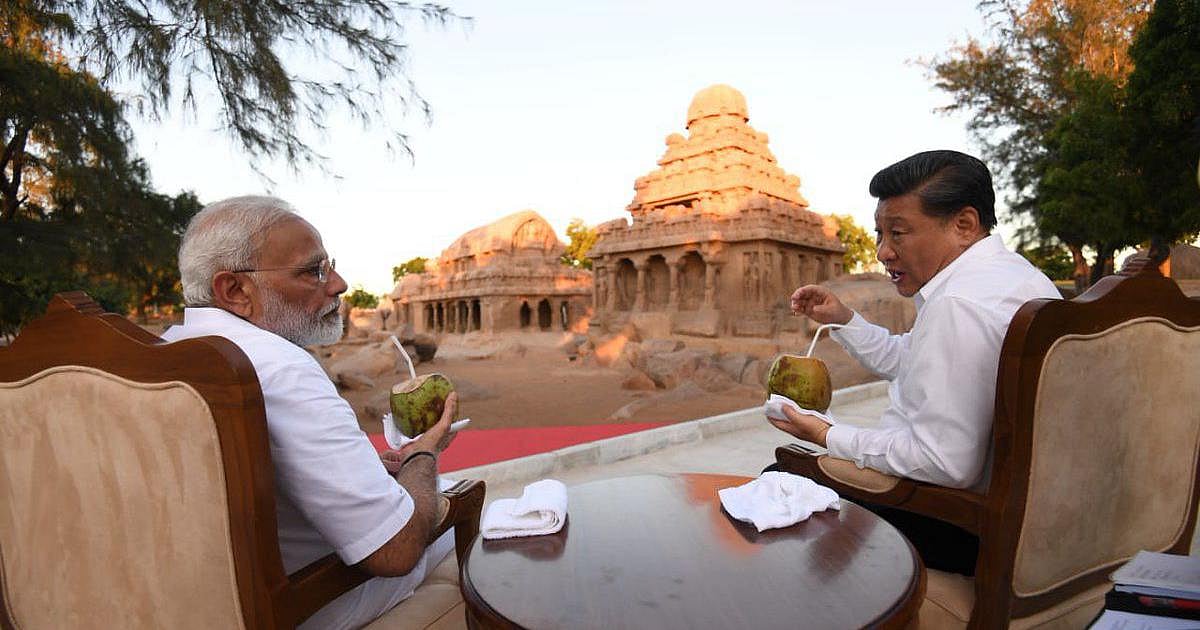 <b>Mahabalipuram, Tamil Nadu, October, 2019</b>: Prime Minister Narendra Modi and Chinese President Xi Jinping in Mahabalipuram, Tamil Nadu