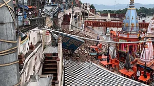 Lightning strikes at Har Ki Pauri Ghat in Haridwar (NH Photo)