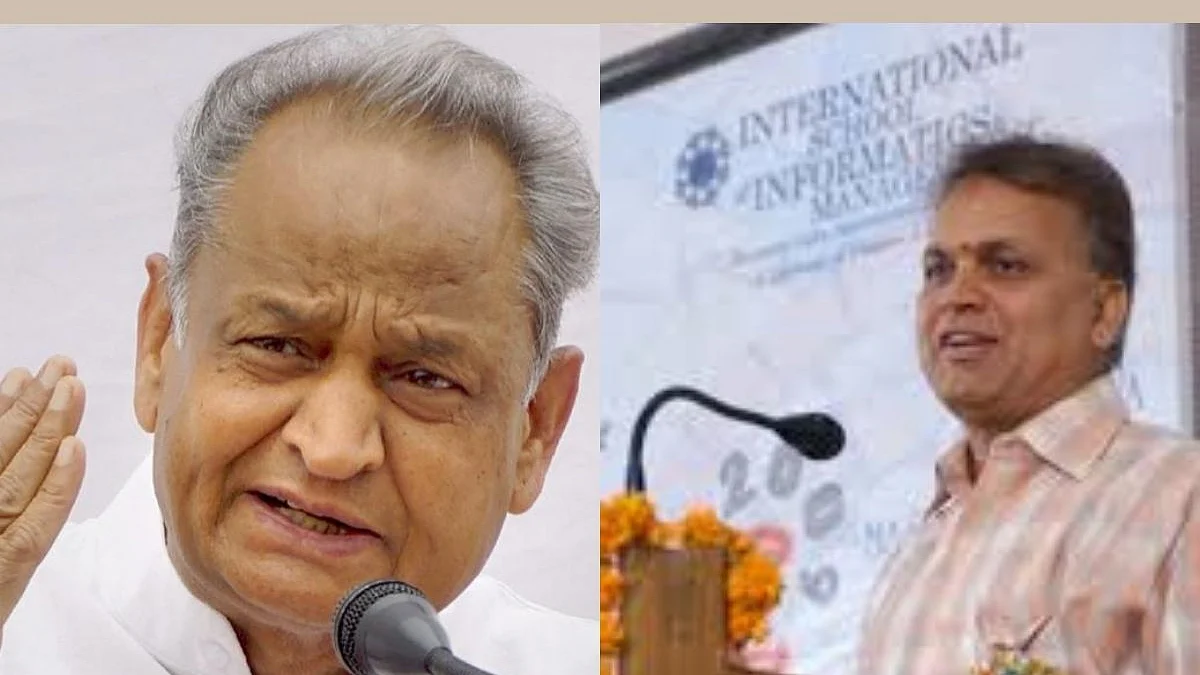 Rajasthan CM Ashok Gehlot; the new Chief Secretary Niranjan Arya (right)
