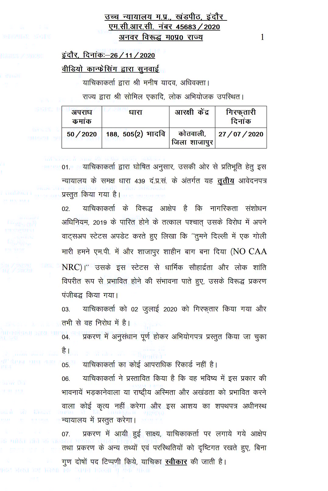 MP: Man spends 5 months in prison for forwarding a WhatsApp post in support of Shaheen Bagh protest