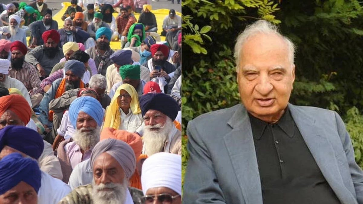 Protesting farmers (left) and famous author Ved Mehta who recently passed away