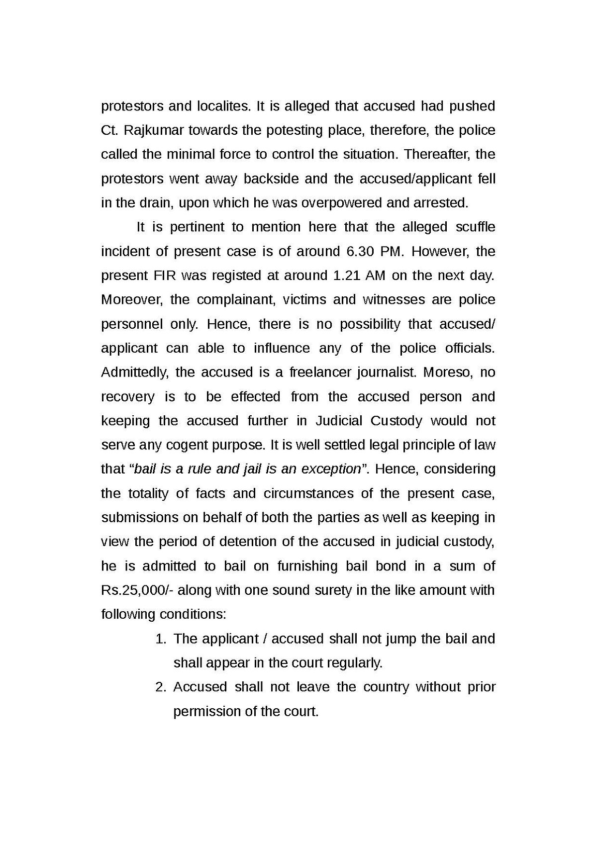 ‘Bail is a rule and jail is an exception’, Delhi court remarks while granting bail to Mandeep Punia