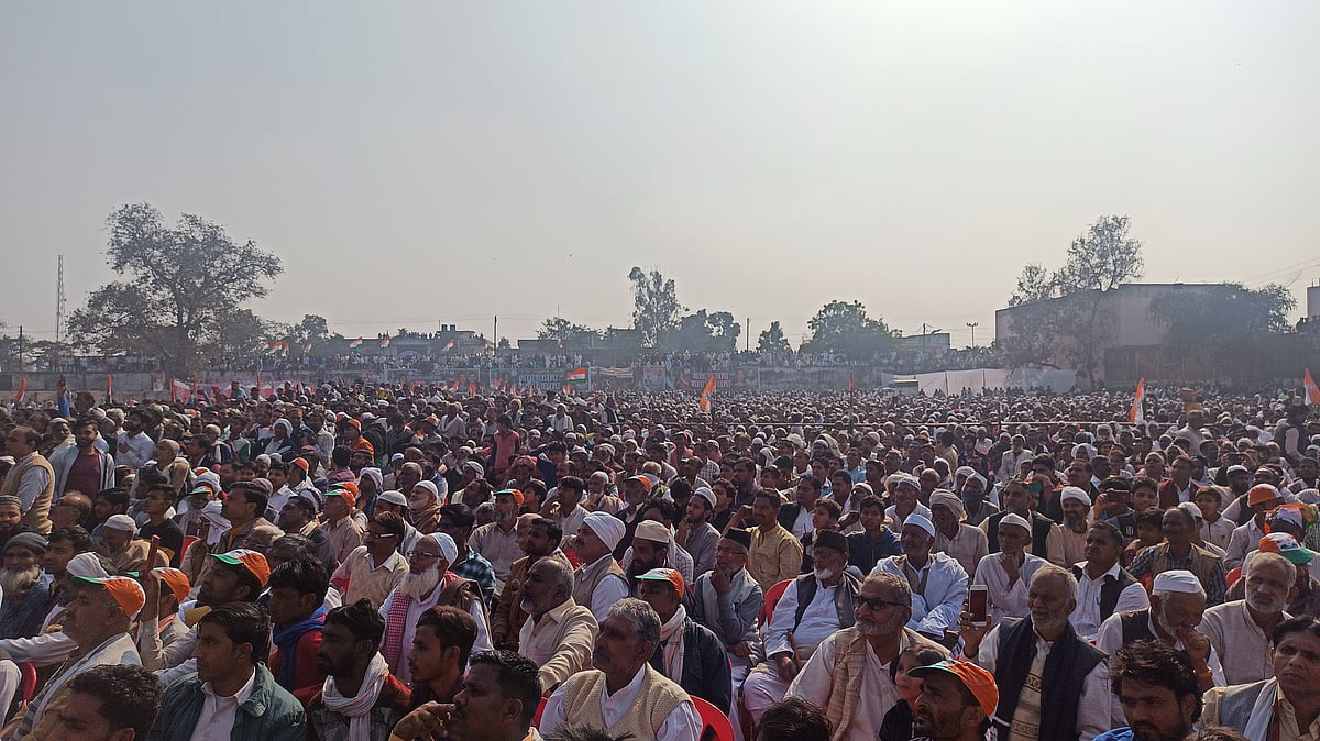 A glimpse of the crowd at the kisan mahapanchayat called by the Congress in Muzaffarnagar on Saturday. (Photo: Aas M. Kaif)
