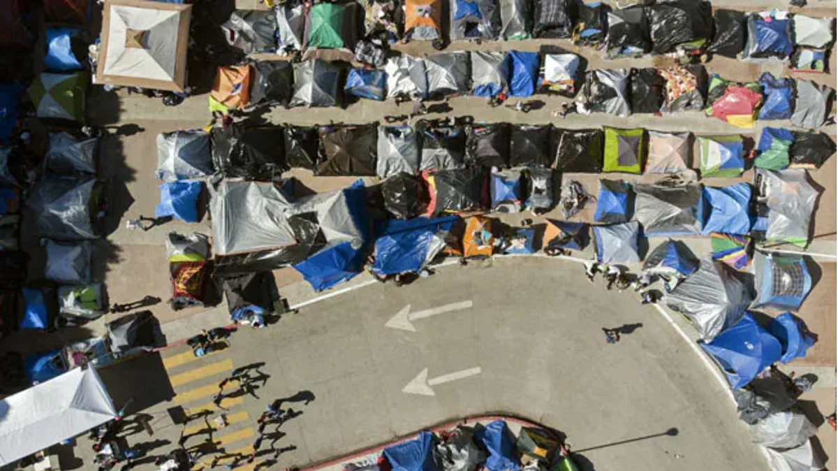 Camp where asylum seekers wait for US authorities to allow them to start their migration process