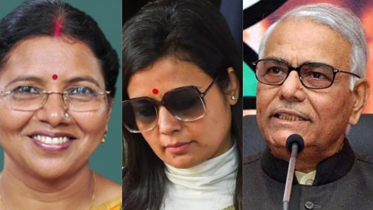 (From left) Pratima Mondal, Mahua Moitra, and Yashwant Sinha