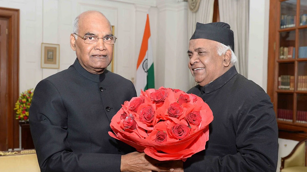 President of India Ram Nath Kovind with Former Member of Parliament - Rajya Sabha, Congress leader, AMU Court member, and Executive Council member, Wasim Ahmad