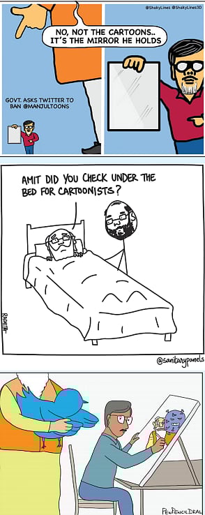 Can the Government take action against cartoonists without complaints and inquiry?