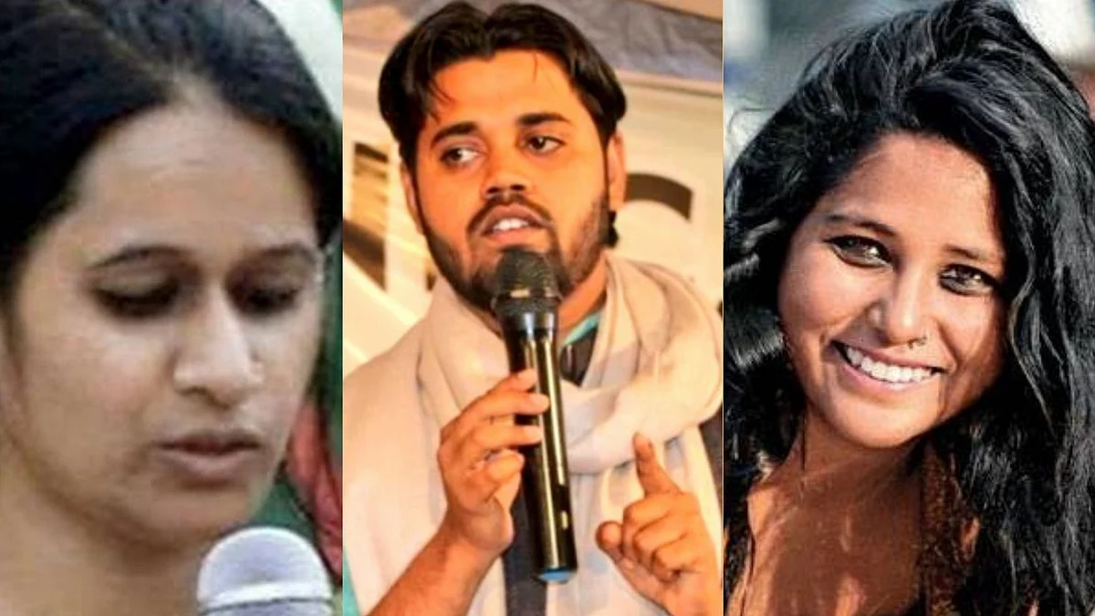 From Left to Right: Natasha Narwal, Asif Iqbal Tanha, Devangana Kalita