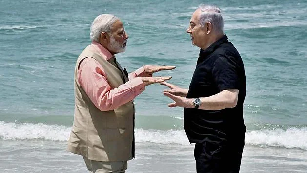 PM Modi with Benjamin Netanyahu (photo: @narendramodi/x)