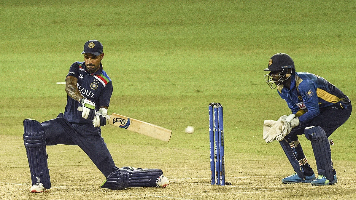 Dhawan in action during 1st ODI against Sri Lanka in Columbo