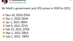 After LPG price hike, Chidambaram's 'Modi hai Mumkin hai' jibe