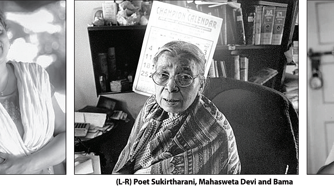 (Frome left to right) Writers Sukirtharani, Mahasweta Devi and Bama