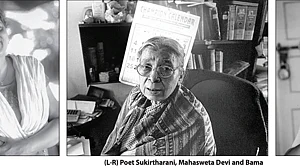 (Frome left to right) Writers Sukirtharani, Mahasweta Devi and Bama