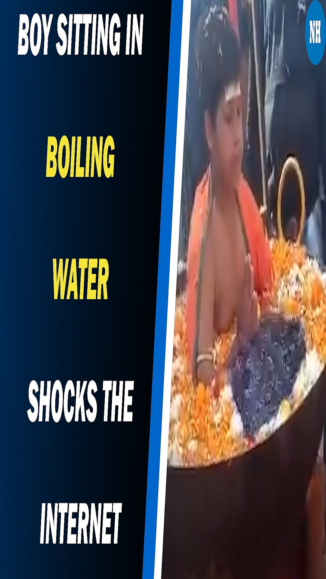 Viral video of boy sitting in boiling water shocks the internet, many call it fake 