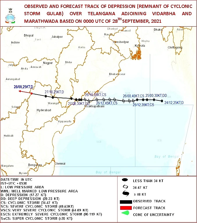  Depression lay centered at 5:30 am on Tuesday over Telangana